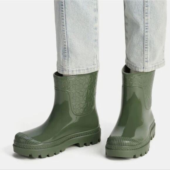 Coach Millie Rain Boot- Army Green - Picture 1 of 9